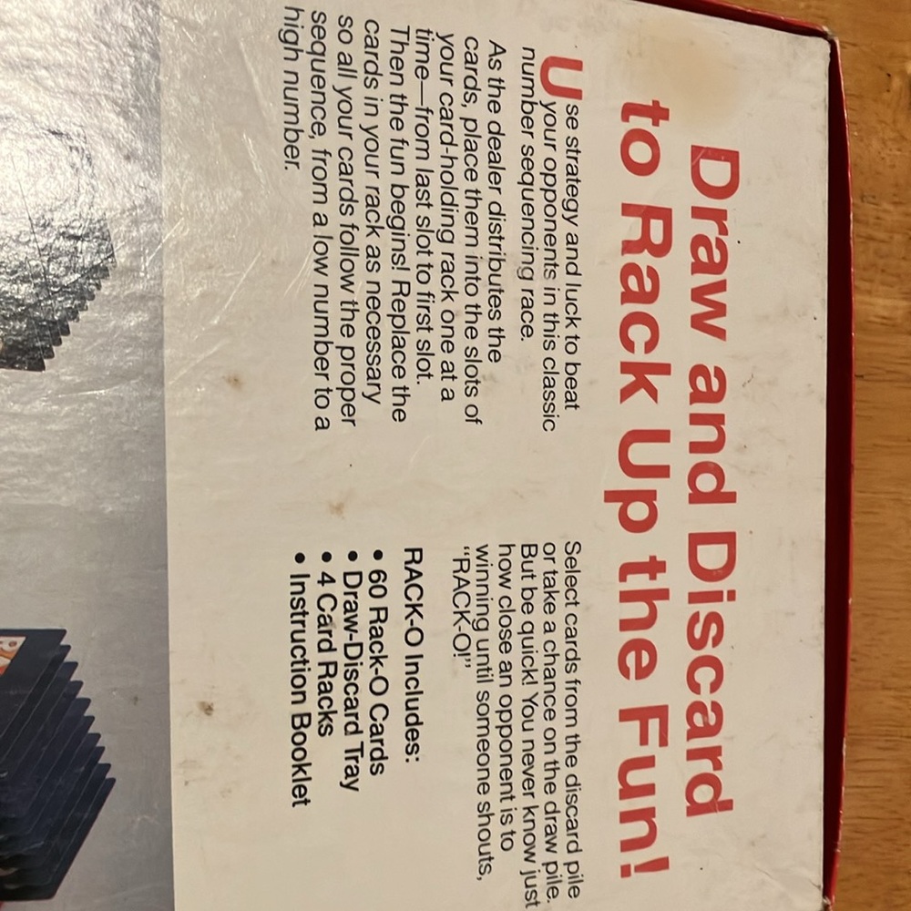 Like new.  Older 1988 Milton Bradley Rack-o card game.  All pieces intact, box - Picture 9 of 11